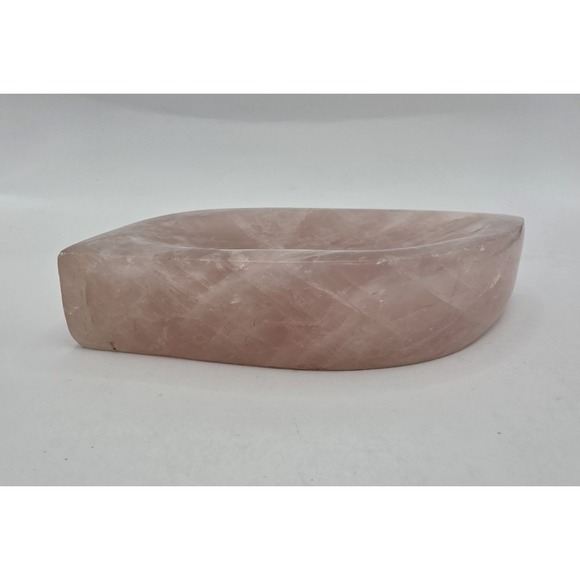 Rose Quartz Bar Soap Holder Jewelry Dish Handcrafted Natural Crystal Tray Pink - Picture 4 of 10